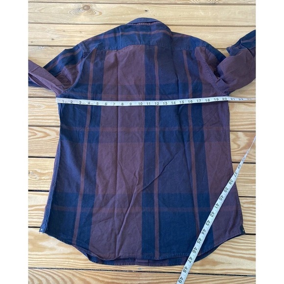 Rare Rabbit Check Button Up Shirt Size Large Men’s Brown Navy - Picture 7 of 8